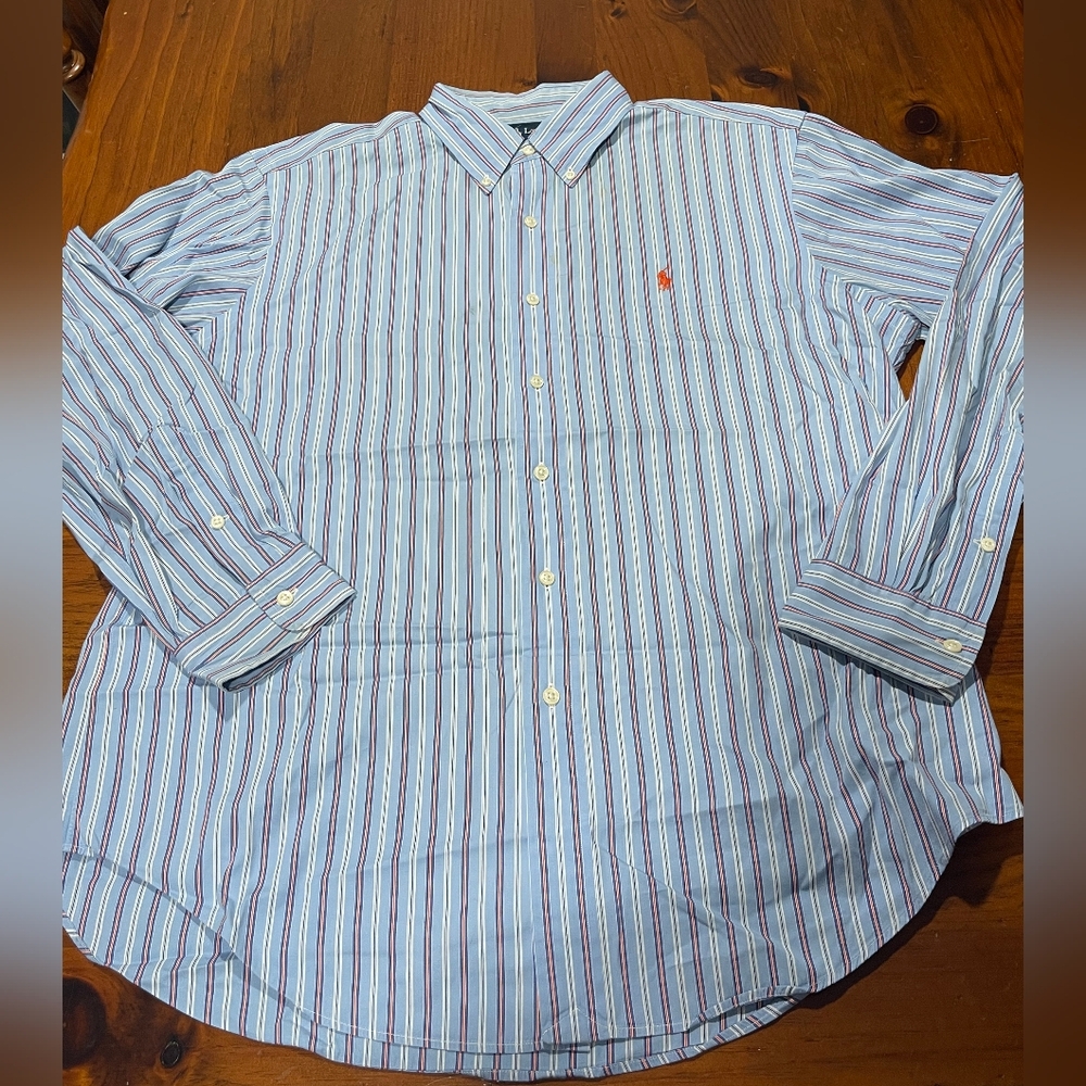 Ralph Lauren Blue Label‎ Classic Fit Striped Long Sleeve Button Up Shirt Size Lg